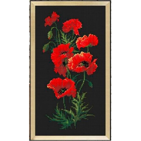 Rojo amapola flores Cruz puntada paquete planta conjuntos aida 18ct 14ct 11ct negro tela gente bordado kit DIY a mano costura ► Foto 1/5
