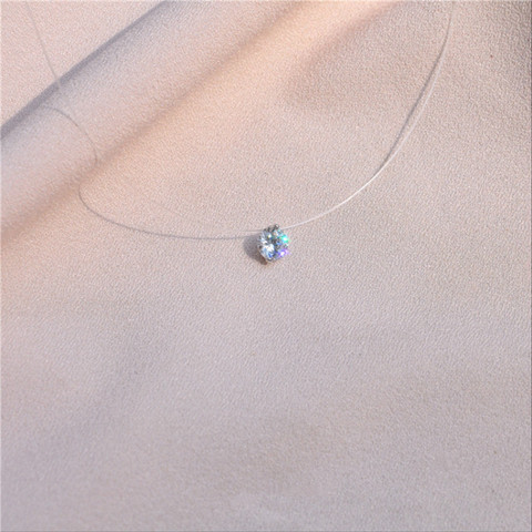 Collar de hilo de pescar transparente para mujer, cadena Invisible con diamantes de imitación, regalo para mujer ► Foto 1/5