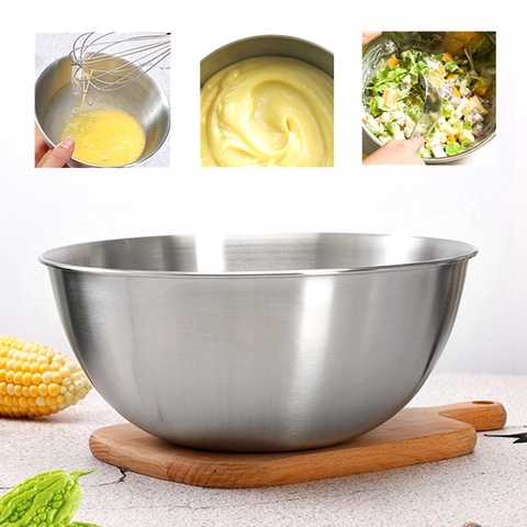 Ensaladera de acero inoxidable 304 de alta calidad, cuenco de cocina con nido de Metal, juego de Bol para almacenar alimentos, cuenco para mezclar verduras, frutas y huevos ► Foto 1/6