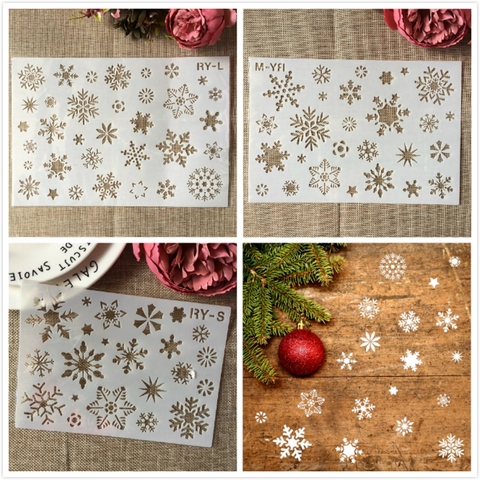 S, M, L, de nieve invierno vacaciones de navidad copo de nieve DIY capas plantilla para pintura libro de recortes colorear gofrado decorativo plantilla ► Foto 1/6