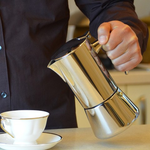 Geyser-Cafetera de inducción expreso de acero inoxidable 304, máquina de Café Moka, placa encimera ► Foto 1/6