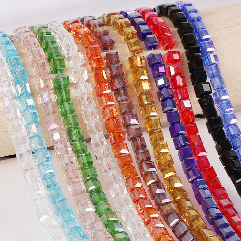 Nicebeads-Cuentas de cubo Multicolor, espaciador de cristal cuadrado suelto para fabricación de joyas, pulsera DIY, 20-200 Uds., 2 3 4 5 6 8mm ► Foto 1/6