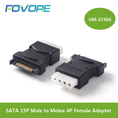 Pack de 2 15Pin Sata Serial ATA hombre a Molex IDE 4 Pin hembra M-F adaptador de disco duro Cable de alimentación de línea ► Foto 1/6