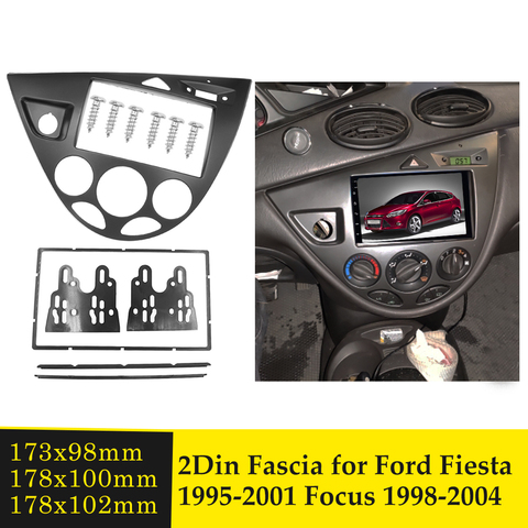 Kit de molduras de instalación de reacondicionamiento estéreo para coche Ford Fiesta, marco de DVD, Panel de bisel de CD, doble Din, para Ford Focus 1998-2004 ► Foto 1/6