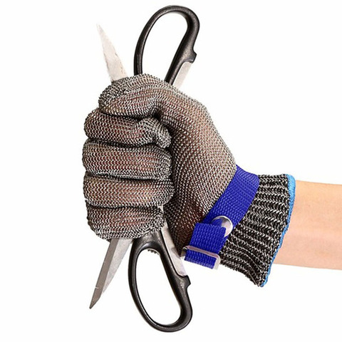 1 PC Anti-Guante Anti corte Nivel 5 seguridad y protección a prueba de corte de puñalada resistente de acero inoxidable de malla metálica carnicero guante guantes de la pesca ► Foto 1/6