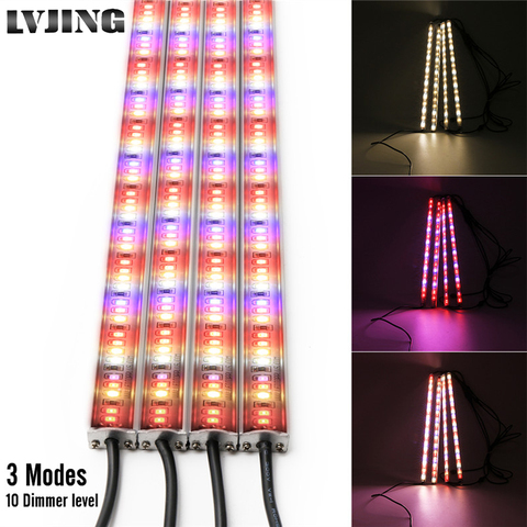 Tira de luces Led para cultivo de plantas de interior, espectro completo, rojo + azul/blanco cálido, regulador temporizador, fuente de alimentación, 5A, 4 Uds. ► Foto 1/6