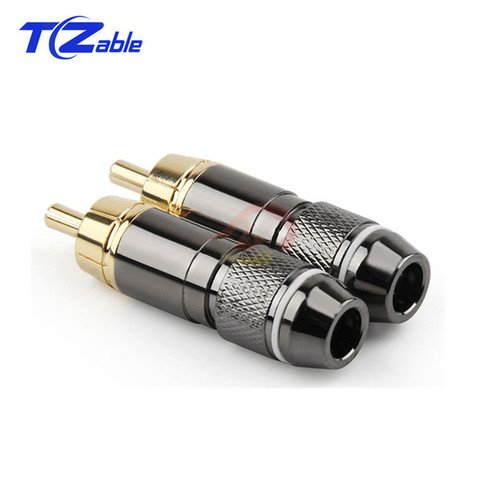 Conector RCA chapado en oro, adaptador de enchufe macho, conectores de Cable de Audio y vídeo, compatible con Cable de altavoz de 6mm, color rojo y blanco, 8/20/100 Uds. ► Foto 1/6