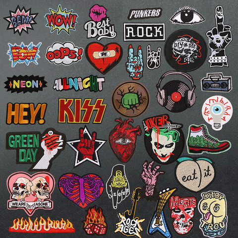 Parche de música Punk Rock para bordado de ropa, apliques para planchar en la ropa, artículos decorativos, insignias, parches de rayas ► Foto 1/6