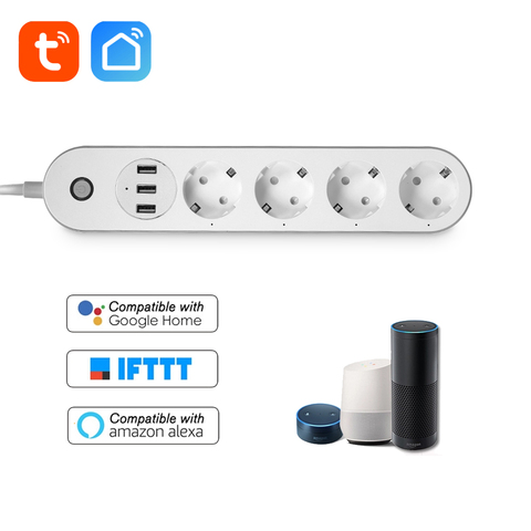 WiFi Smart Power Strip Socket Voice Control Timer Switch Power Strip Outlet with 4 AC Outlets 3 USB Port for Alexa Google Home ► Foto 1/6