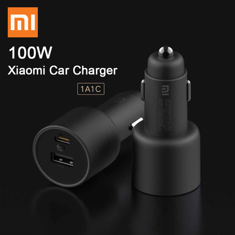 Xiaomi Mi-cargador de coche de 100W, dispositivo inteligente de doble puerto de carga rápida 1A1C, totalmente Compatible con pantalla de efecto de luz, Cargador USB ► Foto 1/6