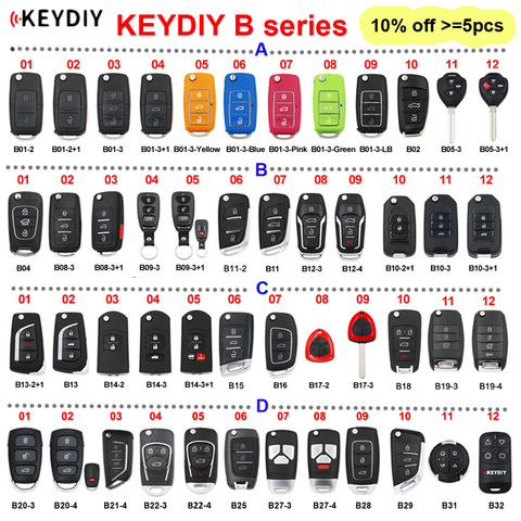 KEYDIY serie B B01 B02 B04 B05 B11 B12 B15 B16 B18 B21-4 B22-4 B25 B27 B28 B29 B31 B32 control remoto para KD900 KD-X2 mini KD ► Foto 1/6