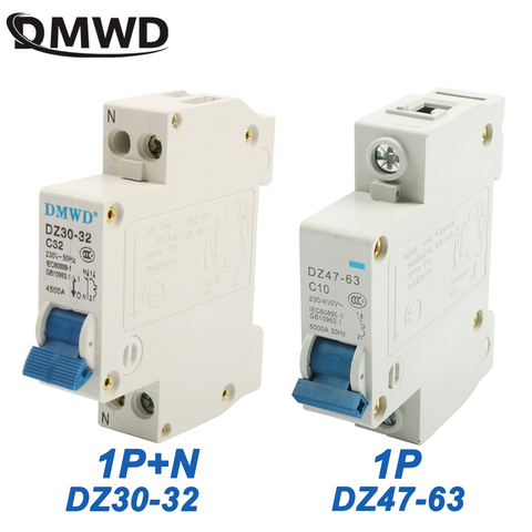 Mini interruptor de circuito DPN mini DZ30-32 1 P + N 16A 220 V 230 V 50 HZ 60 HZ circuito interruptor de carril DIN RCCB ► Foto 1/6