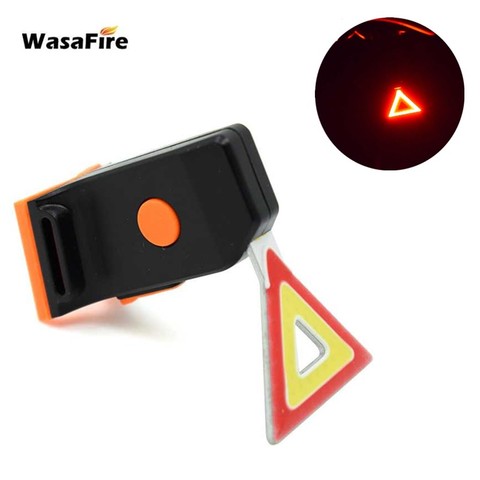 WasaFire New Bike Tail Light 6 Modes Triangle Shape Red and Yellow Lights COB LED Light Bicycle Rear Lamp USB Rechargeable ► Foto 1/1