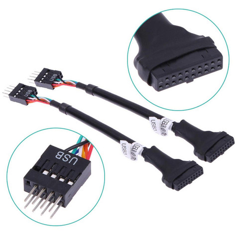 1 Uds USB 3,0 20-Pin USB macho a USB 2,0 9-Pin de cabecera de la placa base Cable adaptador hembra ► Foto 1/5