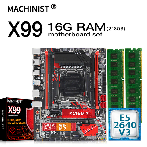 X99 placa base con kit de conjunto Intel Xeon E5 2640 V3 LGA 2011-3 CPU 2*8GB(16GB) DDR4 ECC REG RAM M-ATX NVME M.2 SSD X99-RS9 ► Foto 1/6