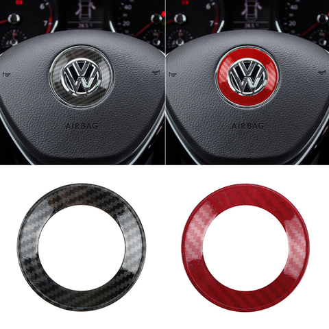 Anillo de decoración para coche, pegatina para el centro del volante, cubierta circular para Volkswagen VW Golf 4 5 Polo Jetta Mk6 Tiguan Passat ► Foto 1/6