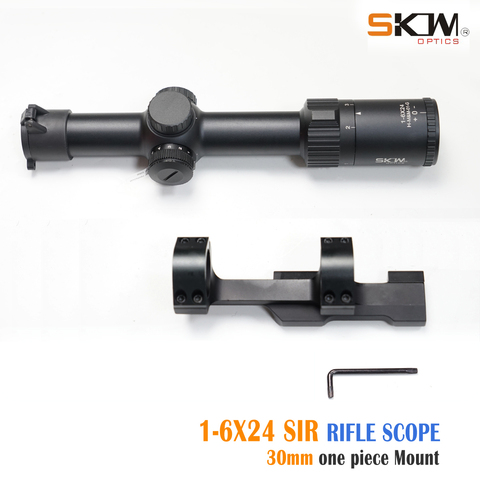 SKWoptics-mira telescópica para Rifle de caza, 1-6x24, retícula MIL táctica, a prueba de golpes, 30mm, anillos de alcance, montaje de una pieza ► Foto 1/6