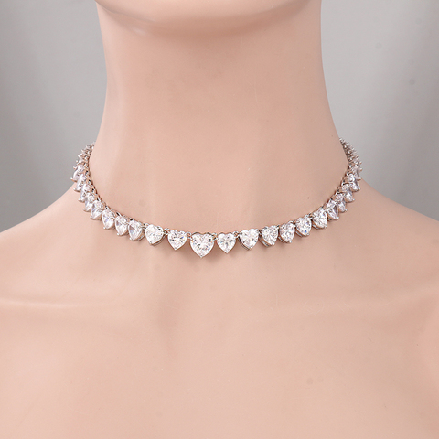 WEIMANJINGDIAN-Collar de cadena de tenis de cristal de circonia cúbica, corazón de hielo, corte de calidad, nuevas tendencias ► Foto 1/6