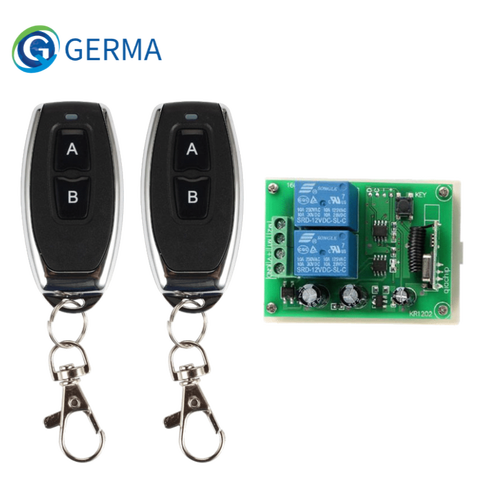 GERMA-transmisor remoto inalámbrico 2 CH RF 433 Mhz + 433 Mhz, interruptor de Control remoto Universal DC 12V 2CH, módulo receptor de relé de RF ► Foto 1/6