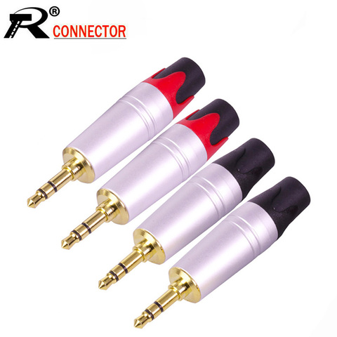 10 unids/lote 3 polos estéreo 3,5mm macho de cable de Audio conector de auriculares de 3,5mm Jack estéreo adaptador de enchufe 5 pares rojo + negro ► Foto 1/1