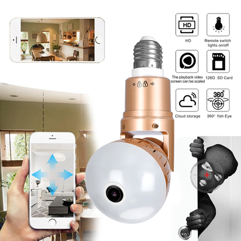 Lámpara de bombilla para cámara IP, 2MP, HD, 360 grados, luz panorámica, hogar, Cctv, luz infrarroja y blanca, Control por aplicación, videovigilancia, Wifi, Ca ► Foto 1/6