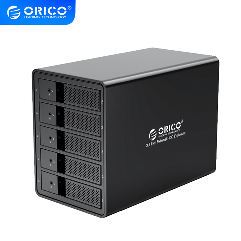 ORICO-estación de acoplamiento HDD, 95 Series 5 Bay, 3,5 '', USB 3,0, soporte de aluminio, modo RAID, con adaptador de potencia interna de 150W, 80TB(5x16TB) ► Foto 1/6