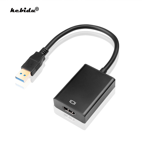 Kebidu USB 3,0 a HDMI compatible con adaptador de Audio y vídeo Converter Cable 1080P 60HZ HD 5 Gbps alta velocidad para Windows 7/8/10 PC ► Foto 1/6