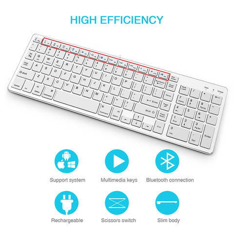 SeenDa-teclado Bluetooth recargable para tableta, teclado inalámbrico multimedios para iPad, Laotop, para IOS, Android, Ultra ► Foto 1/6