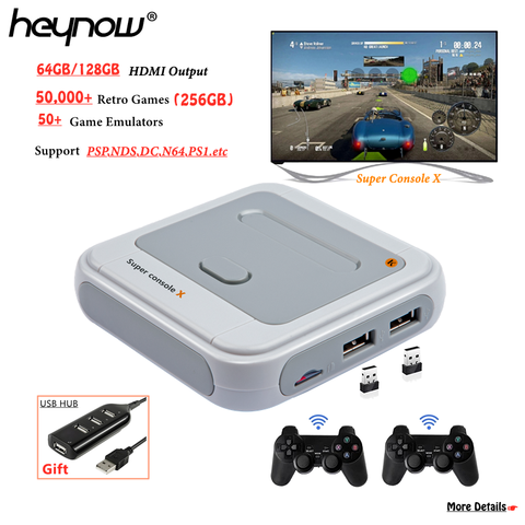 HEYNOW-Super consola Amlogic S905X con WiFi, 4K, HD, X Pro, 50 + emulador, más de 50000 juegos, Mini TV Box Retro, reproductor de videojuegos para PS1/N64/DC ► Foto 1/6