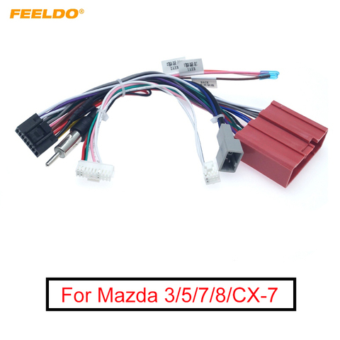 FEELDO 1PC coche 16pin Radio Estéreo Adaptador de Cable de alimentación con caja de Canbus arnés de cableado para Mazda 3(08-12)/5/(08-15)/6(07-12)/8/CX-7 ► Foto 1/3