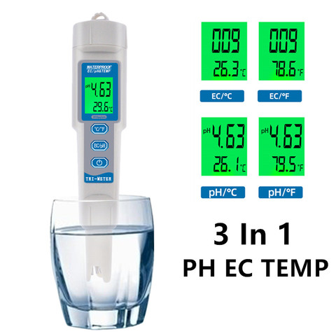 Nuevo medidor de temperatura Digital 3 en 1 PH EC Probador de Calidad del Agua de bebidas multiparámetros para acuario, piscinas medidor de Monitor de PH 50% de descuento ► Foto 1/6