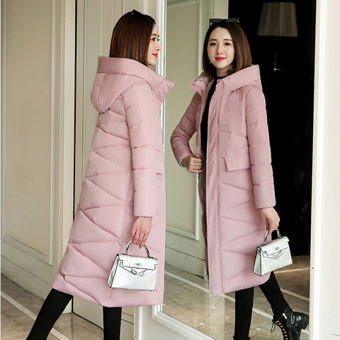 De talla grande 3XL Parkas de invierno con capucha abrigo cálido ajustado de algodón acolchado chaqueta básica femenina Casual larga prendas de vestir femenina 2022 nuevo ► Foto 1/6