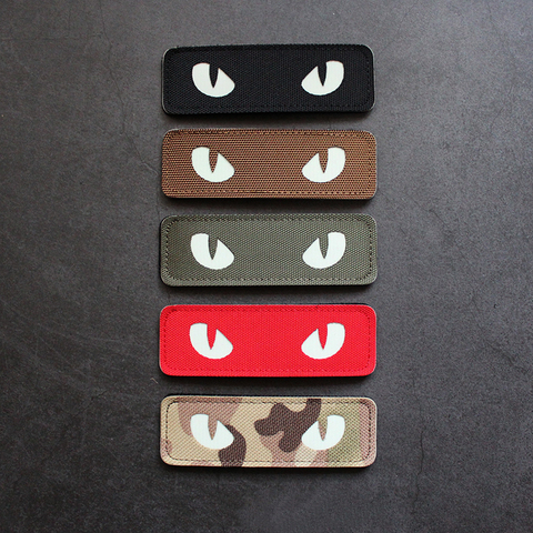 Parche de nailon 3D para ojo de gato, parches reflectantes, cierre táctico militar, insignias que brillan en la oscuridad para sombrero, chaleco, ropa, mochila ► Foto 1/6