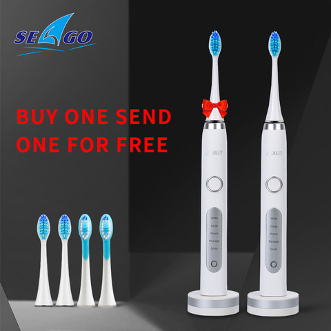 Seago-cepillo de dientes eléctrico recargable para adultos, cepillo de dientes sónico para limpieza profunda, con 3 cabezales, 986 ► Foto 1/6