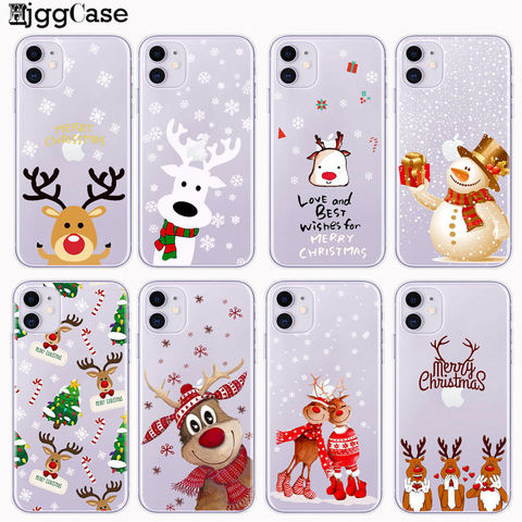 Navidad regalos de Año Nuevo alce nieve caja del teléfono para el iPhone 12 Mini 11 PRO XR 6s 6 7 8 Plus X XS X MAX para huawei P30 P40 Lite ► Foto 1/6