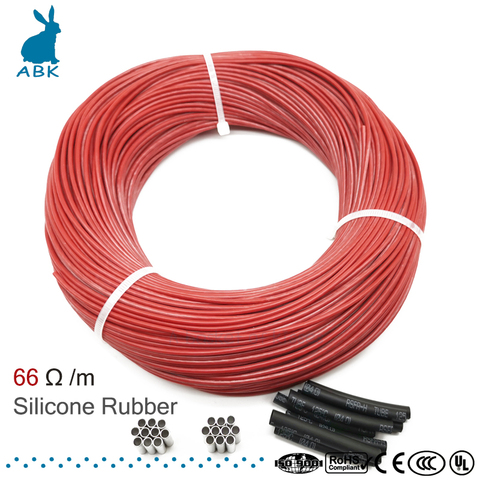 Cable de calefacción de fibra de carbono de goma de silicona, 66 ohm, 100 metros, bricolaje, cable de calefacción especial para suministros de calefacción ► Foto 1/6