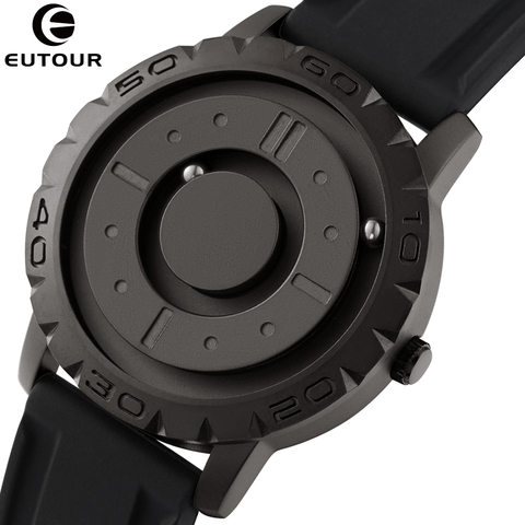 EUTOUR-reloj de cuarzo minimalista para hombre, cronógrafo con imán magnético, cuentas de Metal, esfera, plataforma con pelota giratoria, sencillo ► Foto 1/6