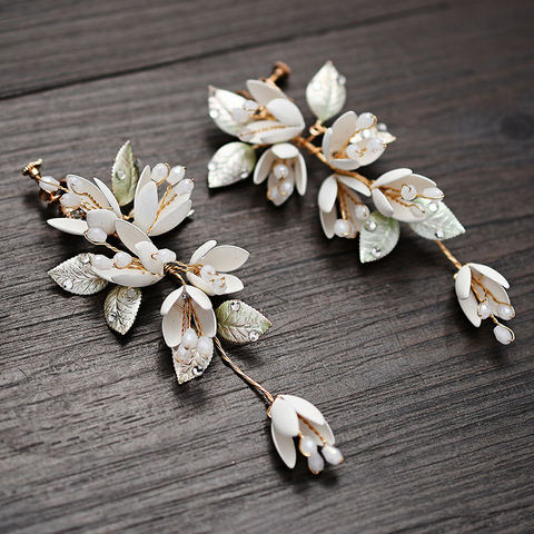 Pendientes de novia de cristal con diamantes de imitación para mujer, aretes de boda con flores doradas Vintage, accesorios para novias, joyería de fiesta ► Foto 1/6