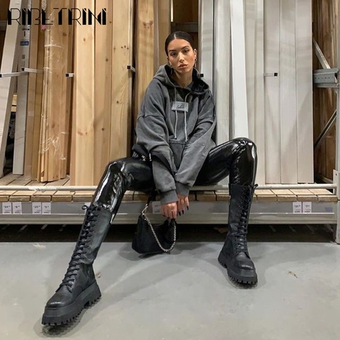 RIBETRINI-Botas de media caña para mujer, botines femeninos de diseño de marca de lujo, botas con plataforma alta, cuñas, 2022 ► Foto 1/6