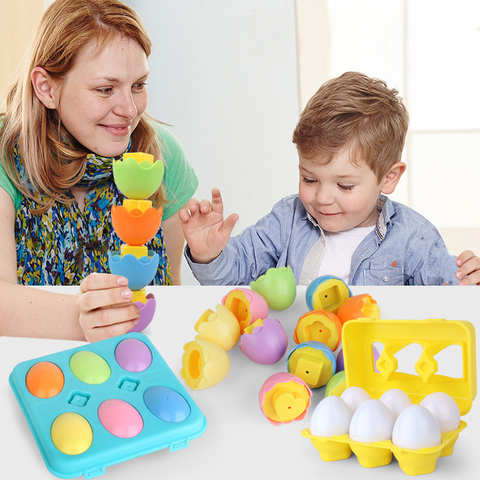 Juguetes Educativos Montessori para niños, rompecabezas 3D de huevos inteligentes, herramienta de formas mezcladas, forma de reconocimiento de Color, juego de matemáticas ► Foto 1/6
