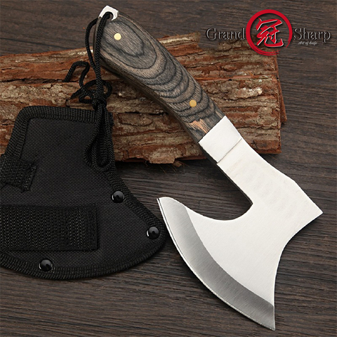 Caza de la supervivencia Tomahawk ejes hacha de mano fuego de acero inoxidable hacha cuchillo deshuesado para cortar la carne de los huesos GRANDSHARP ► Foto 1/6