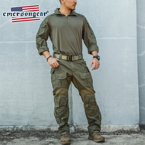 Emersongear-camisa y pantalones tácticos de combate para hombre, uniforme militar ajustado, versión mejorada, color azul, G3 ► Foto 1/6