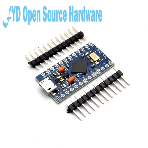 1 Uds Pro Micro ATmega32U4 5V 16MHz reemplazar ATmega328 para Arduino Pro Mini con 2 cabezales de pines para interfaz Leonardo Mini Usb ► Foto 1/6