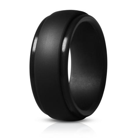 BONISKISS-Bandas de boda de goma de silicona de 9MM para hombre y mujer, anillos tallas 7 8 9 10 11 12 13, Color negro ► Foto 1/6