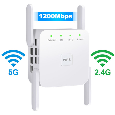 Repetidor WiFi inalámbrico 2,4G 5Ghz amplificador WiFi 300M 1200 Mbps WiFi amplificador 802.11AC 5G Wi-Fi extensor de largo alcance punto de acceso ► Foto 1/6