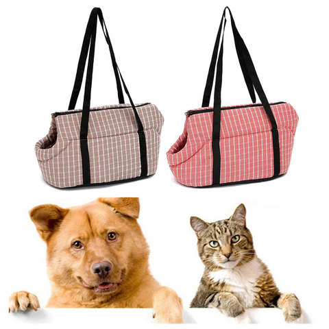 Bolsos de transporte a rayas para perros y gatos, bandoleras a cuadros transpirables para cachorros, bolsas de transporte, 1 unidad ► Foto 1/6