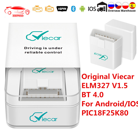 Viecar-herramienta de diagnóstico ELM 327 V1.5, accesorio Original para Android con Bluetooth 4,0/IOS ELM327 v1.5 PIC18F25K80 OBD2, escáner, lector de código obd ► Foto 1/6