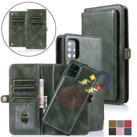 Magnética lujo billetera Funda de cuero para Samsung Galaxy A51 A71 A81 A91 A10 A20 A30 A40 A50 A70 A30s A50s Flip titular de la tarjeta de la cubierta ► Foto 1/6