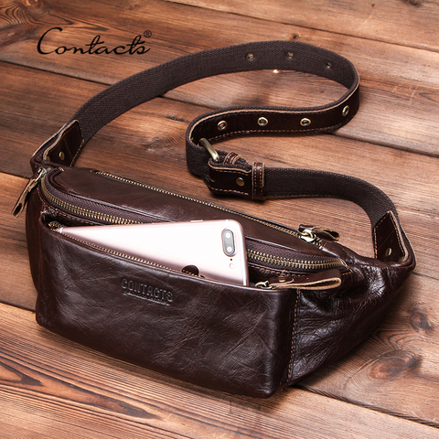 CONTACT'S-riñonera de piel auténtica para hombre, bolso de viaje vintage para iPhone, con tarjetero, con cremallera, 2010 ► Foto 1/6