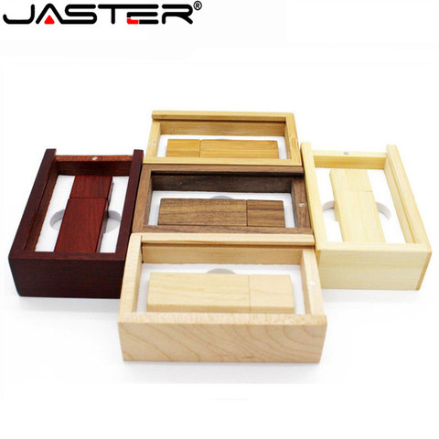 JASTER (más de 10 piezas LOGO gratis) usb de madera + caja usb flash drive memoria usb pendrive 8 GB 16 GB 32 GB fotografía regalo de boda ► Foto 1/6